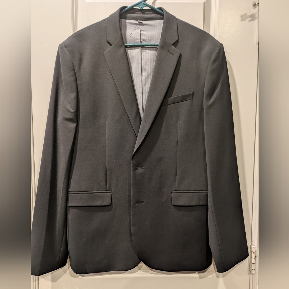 Suit Express Black Wool Blend Stretch Suit 42R Jacket 36x30 Pants Classic Formal